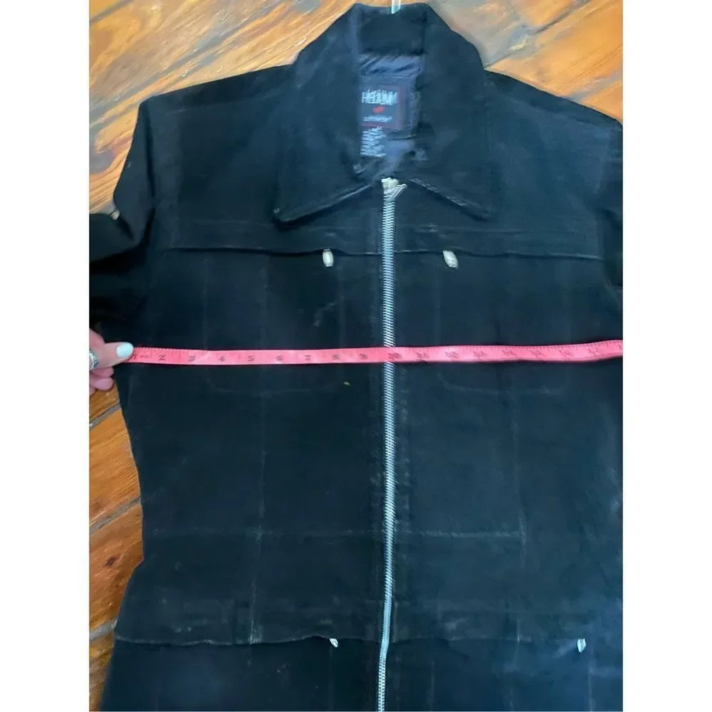 Helium London Black 100% Leather Jacket Collared Belted Full-Zip Coat, Sz Medium - Picture 10 of 13